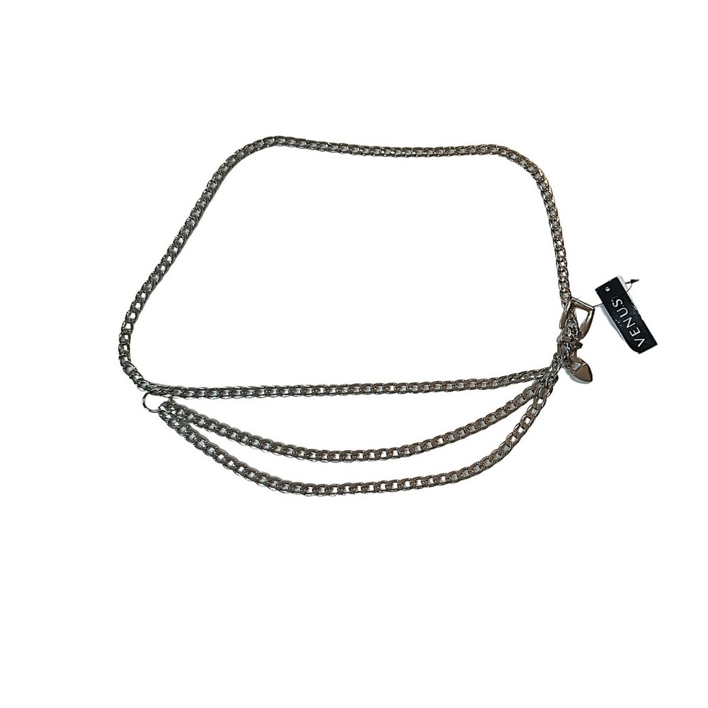 VENUS 3 Layer Silver Tone Chain Link Belt